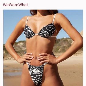 WeWoreWhat Black Marble Ruched Underwire Bikini top ONLY